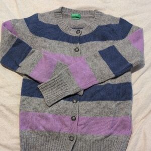 United Colors Of Benetton Gray and Purple Striped Cardigan